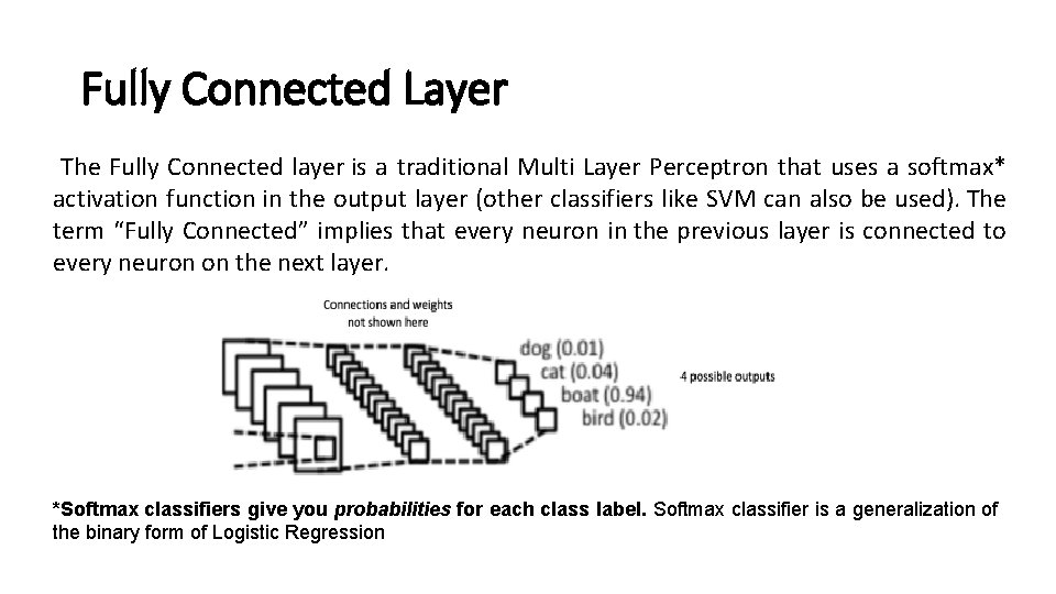  Fully Connected Layer The Fully Connected layer is a traditional Multi Layer Perceptron