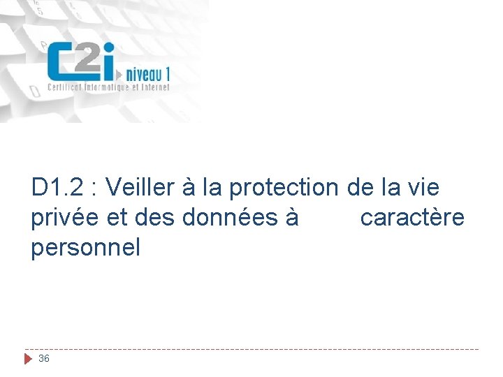 D 1. 2 : Veiller à la protection de la vie privée et des