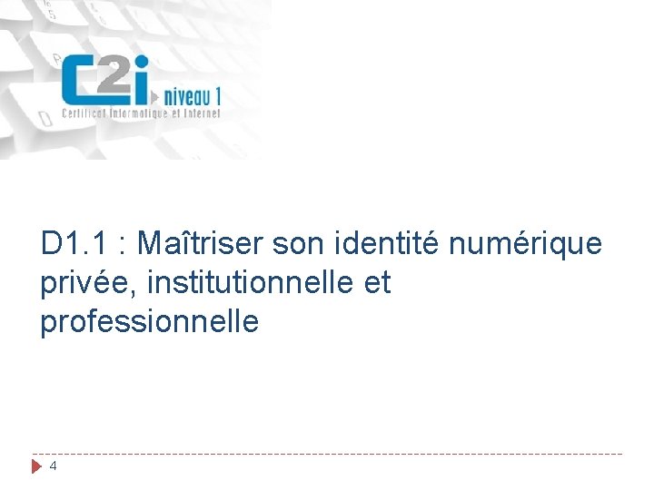 D 1. 1 : Maîtriser son identité numérique privée, institutionnelle et professionnelle 4 