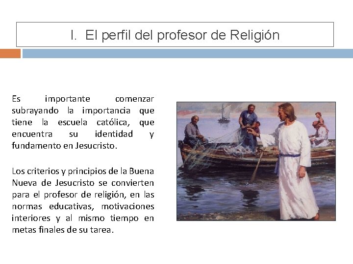 I. El perfil del profesor de Religión Es importante comenzar subrayando la importancia que