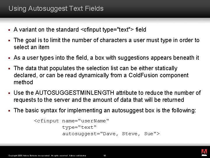 Using Autosuggest Text Fields § A variant on the standard <cfinput type="text"> field §