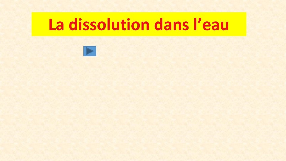 La dissolution dans l’eau 