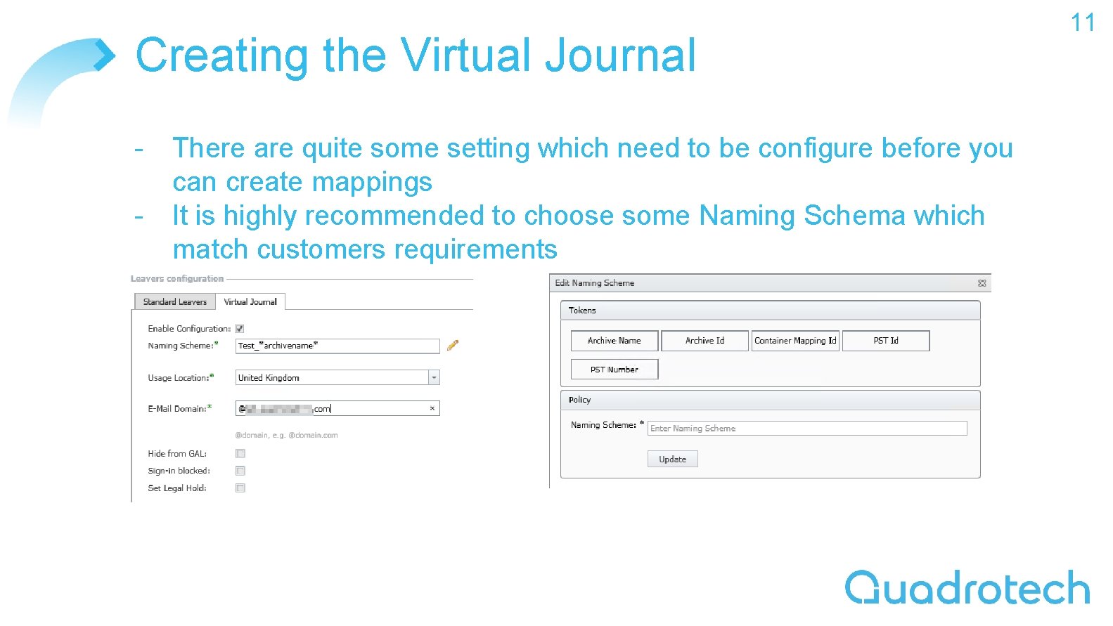 Creating the Virtual Journal - There are quite some setting which need to be