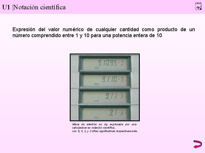 U 1 |Notación científica Expresión del valor numérico de cualquier cantidad como producto de