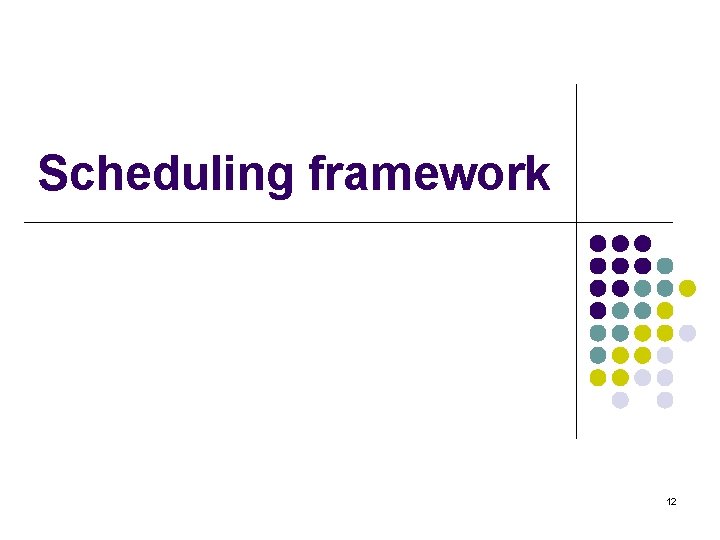 Scheduling framework 12 