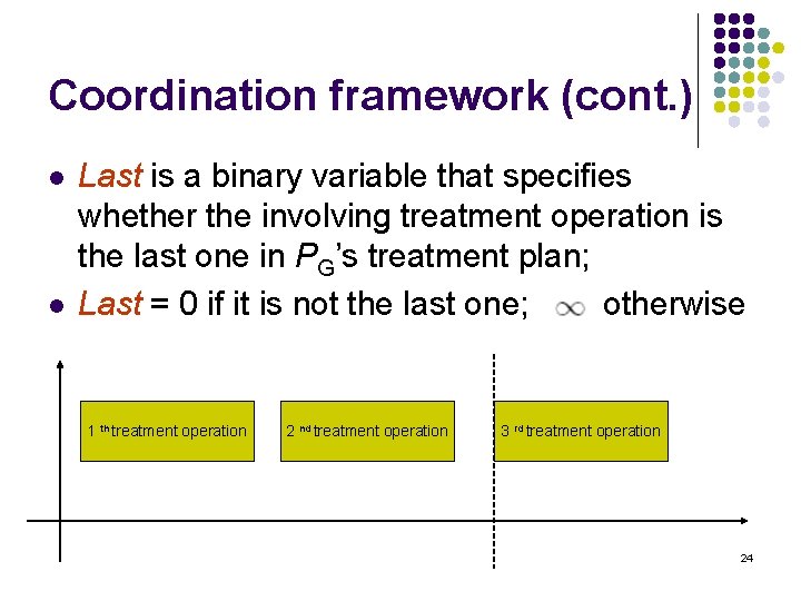 Coordination framework (cont. ) l l Last is a binary variable that specifies whether