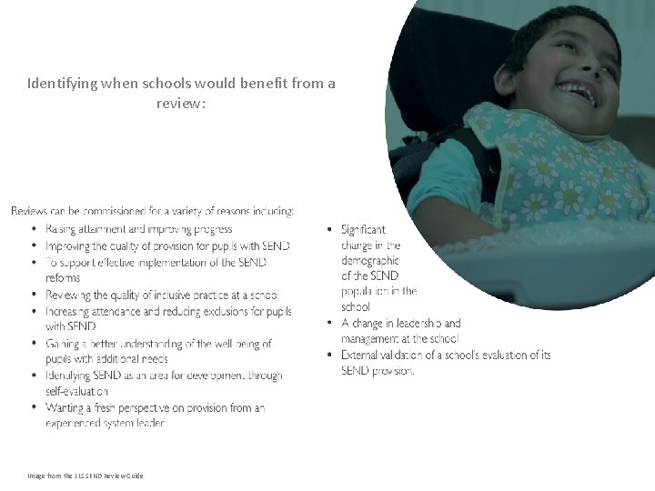 Identifying when schools would benefit from a review: Image from the LLS SEND Review