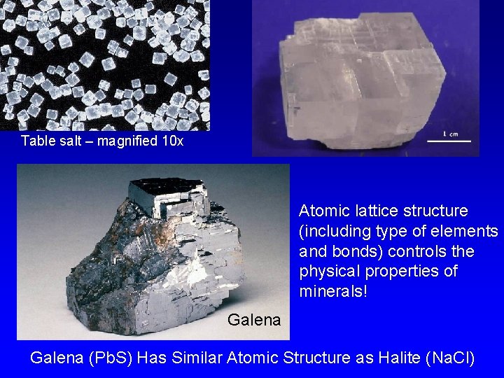 Table salt – magnified 10 x Atomic lattice structure (including type of elements and