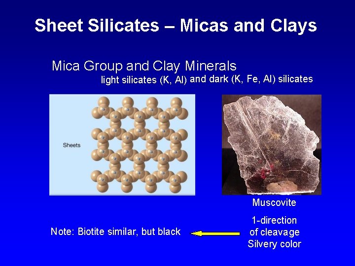 Sheet Silicates – Micas and Clays Mica Group and Clay Minerals light silicates (K,