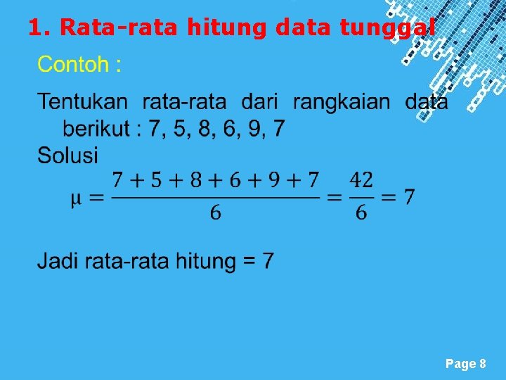 1. Rata-rata hitung data tunggal Powerpoint Templates Page 8 