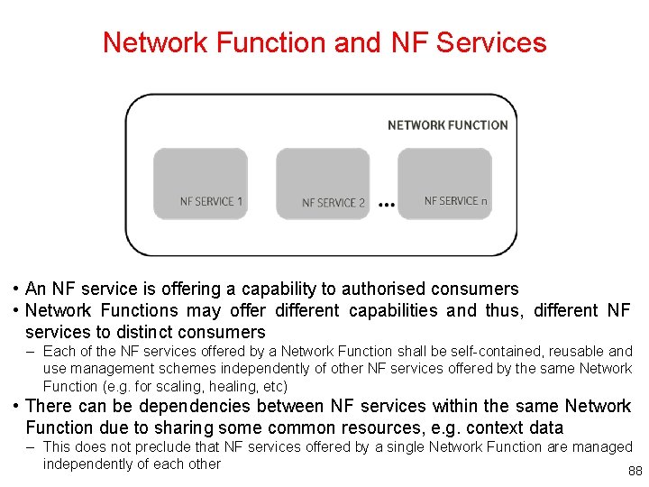 Network Function and NF Services • An NF service is offering a capability to