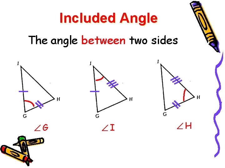 Included Angle The angle between two sides G I H 