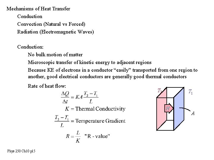 Mechanisms of Heat Transfer Conduction Convection (Natural vs Forced) Radiation (Electromagnetic Waves) Conduction: No