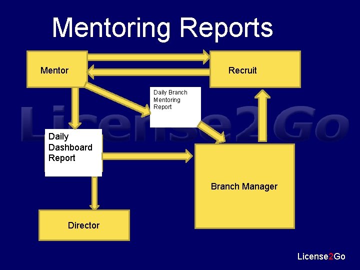 Mentoring Reports Mentor Recruit Daily Branch Mentoring Report Daily Dashboard Report Branch Manager Director