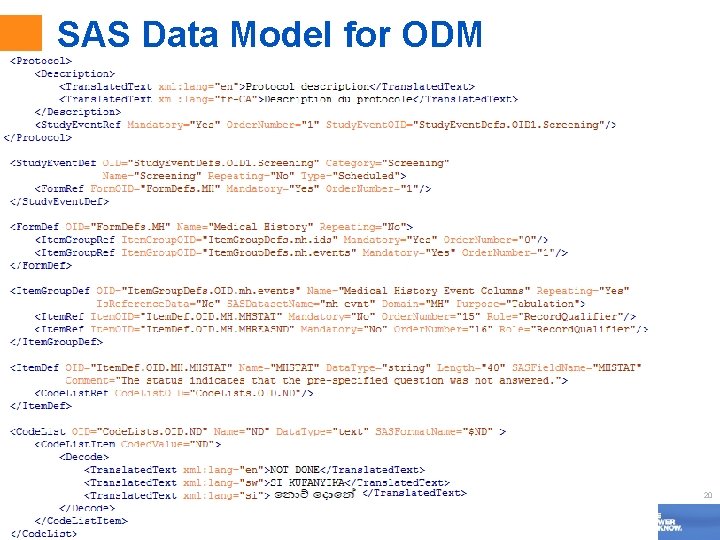 SAS Data Model for ODM 20 Copyright © 2011, SAS Institute Inc. All rights