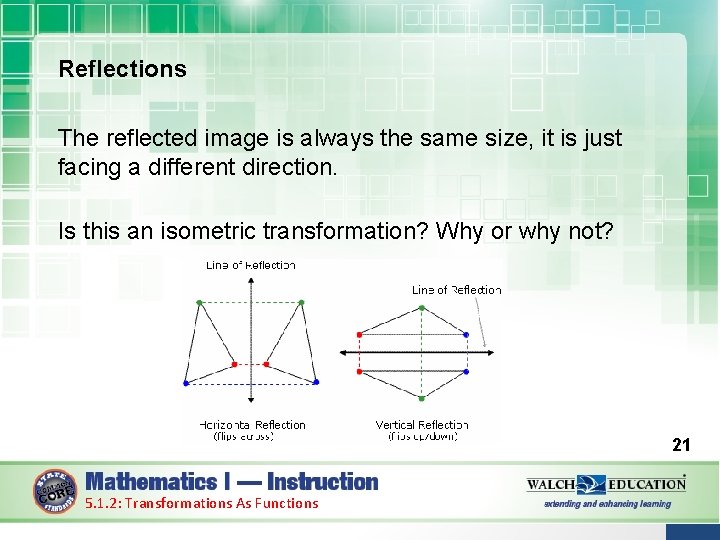 Reflections The reflected image is always the same size, it is just facing a