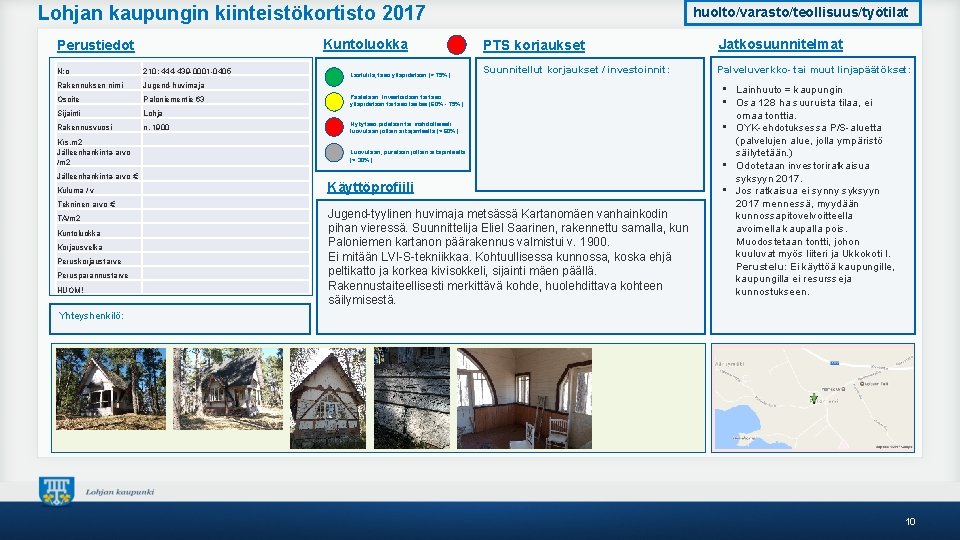 Lohjan kaupungin kiinteistökortisto 2017 Kuntoluokka Perustiedot N: o 210; 444 -439 -0001 -0405 Rakennuksen