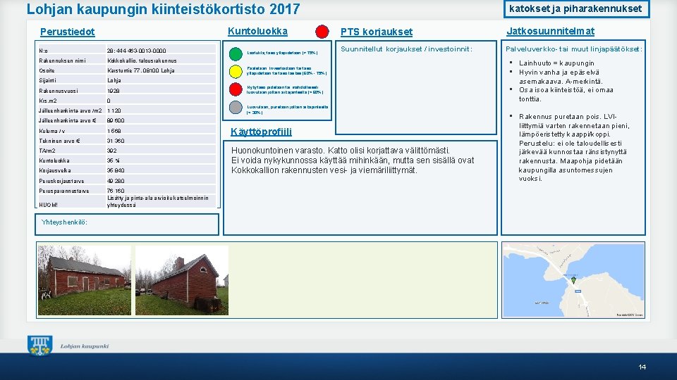 Lohjan kaupungin kiinteistökortisto 2017 Kuntoluokka Perustiedot N: o 28; 444 -463 -0013 -0000 Rakennuksen