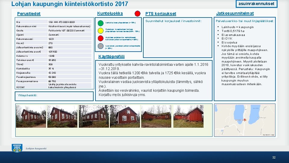 Lohjan kaupungin kiinteistökortisto 2017 Kuntoluokka Perustiedot N: o 139; 444 -472 -0003 Rakennuksen nimi