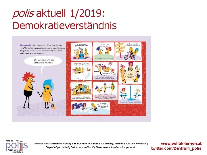 polis aktuell 1/2019: Demokratieverständnis Zentrum polis arbeitet im Auftrag des Bundesministeriums für Bildung, Wissenschaft