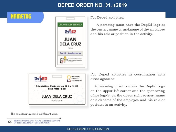 DEPED ORDER NO. 31, s 2019 DEPARTMENT OF EDUCATION 