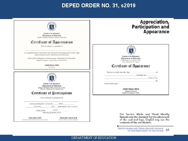 DEPED ORDER NO. 31, s 2019 DEPARTMENT OF EDUCATION 