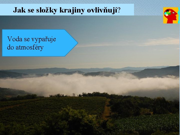 Jak se složky krajiny ovlivňují? Voda se vypařuje do atmosféry 