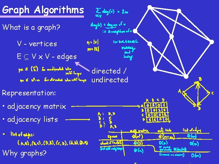 Graph Algorithms What is a graph? V - vertices E µ V x V