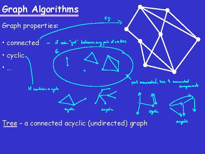 Graph Algorithms Graph properties: • connected • cyclic • … Tree – a connected