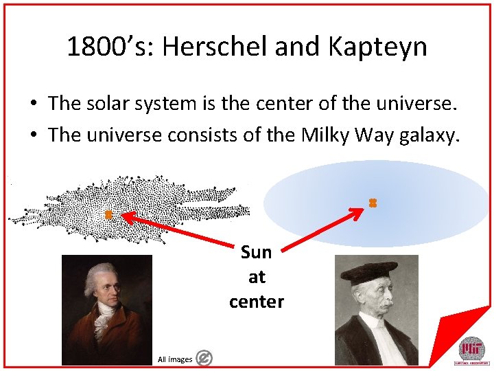 1800’s: Herschel and Kapteyn • The solar system is the center of the universe.