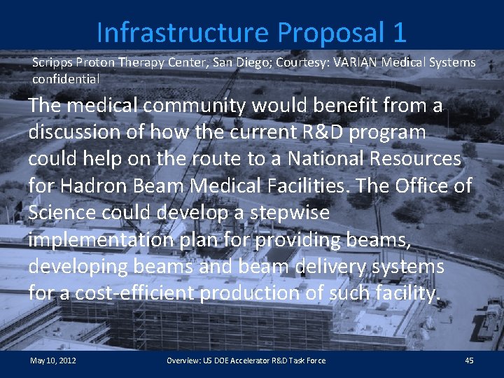 Infrastructure Proposal 1 Scripps Proton Therapy Center, San Diego; Courtesy: VARIAN Medical Systems confidential