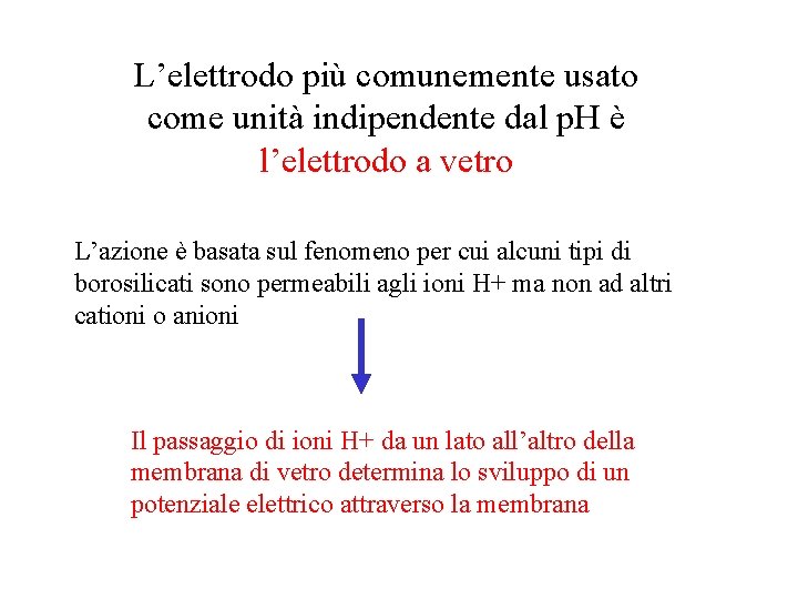 L’elettrodo più comunemente usato come unità indipendente dal p. H è l’elettrodo a vetro