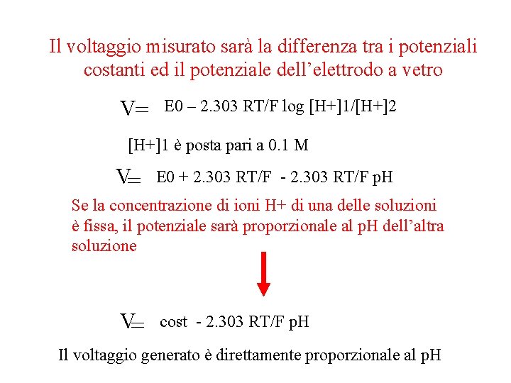 Il voltaggio misurato sarà la differenza tra i potenziali costanti ed il potenziale dell’elettrodo