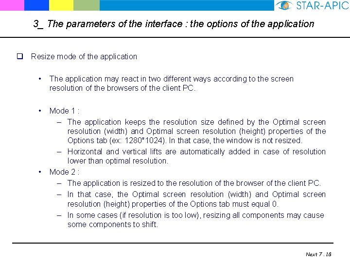 3_ The parameters of the interface : the options of the application q Resize