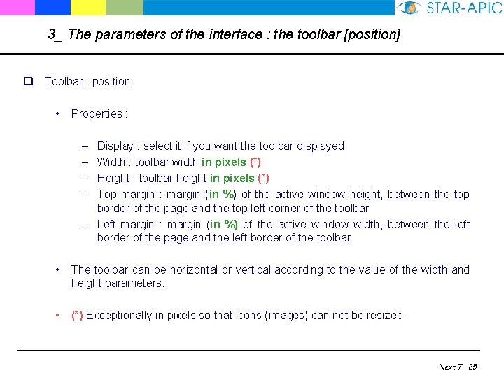 3_ The parameters of the interface : the toolbar [position] q Toolbar : position
