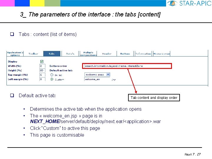 3_ The parameters of the interface : the tabs [content] q Tabs : content