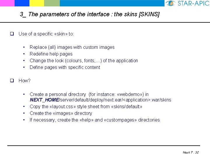 3_ The parameters of the interface : the skins [SKINS] q Use of a