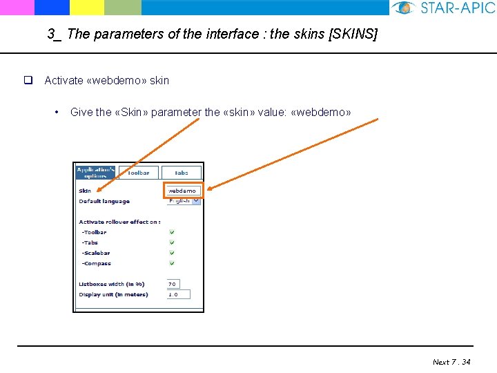 3_ The parameters of the interface : the skins [SKINS] q Activate «webdemo» skin