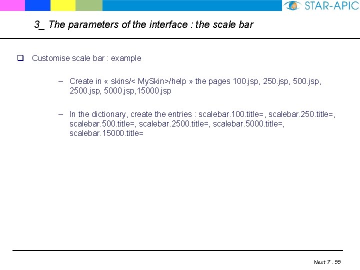 3_ The parameters of the interface : the scale bar q Customise scale bar