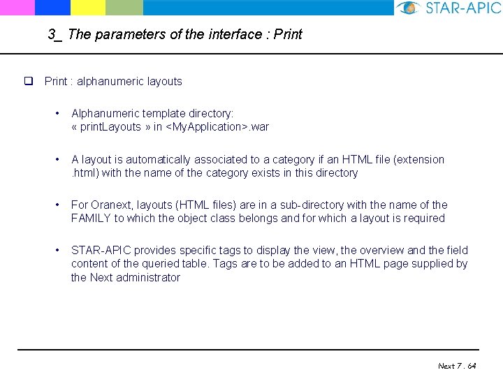 3_ The parameters of the interface : Print q Print : alphanumeric layouts •