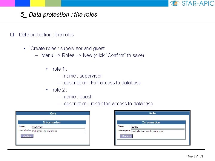 5_ Data protection : the roles q Data protection : the roles • Create