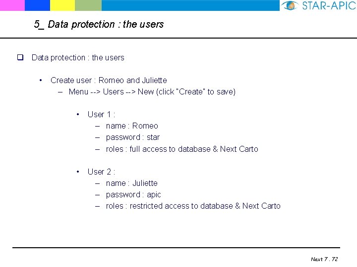 5_ Data protection : the users q Data protection : the users • Create