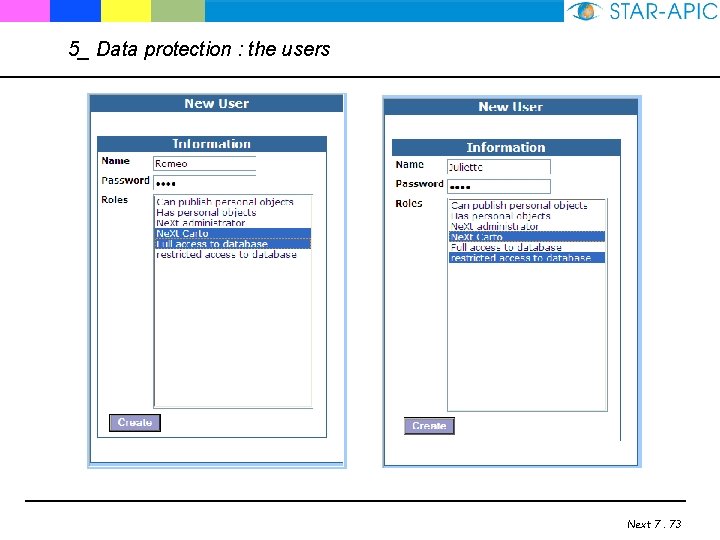 5_ Data protection : the users Next 7. 73 