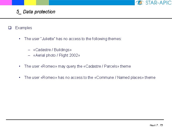 5_ Data protection q Examples • The user “Juliette” has no access to the