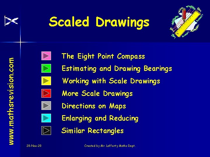 www. mathsrevision. com Scaled Drawings The Eight Point Compass Estimating and Drawing Bearings Working