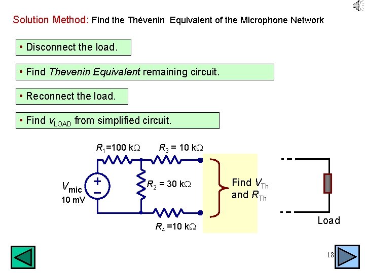 Solution Method: Find the Thévenin Equivalent of the Microphone Network • Disconnect the load.