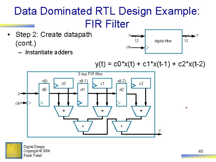 Data Dominated RTL Design Example: FIR Filter • Step 2: Create datapath (cont. )