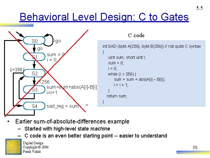 5. 5 Behavioral Level Design: C to Gates !go S 0 go S 1