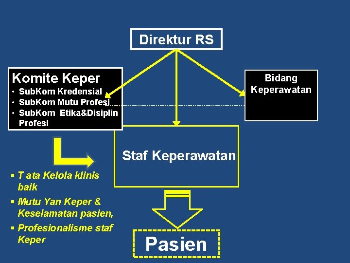 Direktur RS Komite Keper Bidang Keperawatan • Sub. Kom Kredensial • Sub. Kom Mutu