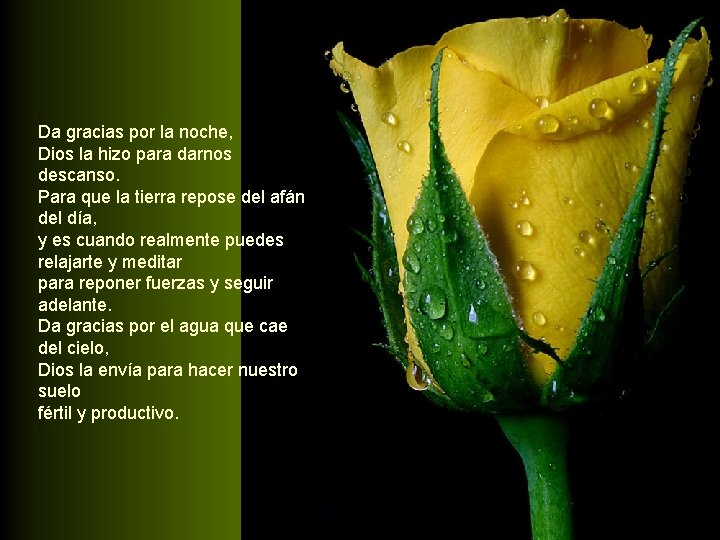 Da gracias por la noche, Dios la hizo para darnos descanso. Para que la